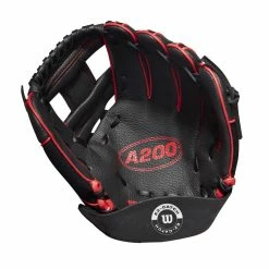 Wilson A200 EZ Catch Tee Ball Glove - 10" -Gloves popular store a200ezblackandred2